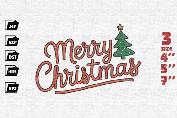 Download Festive Polka Dot "Merry Merry Christmas" Embroidery Design - Design Collection
