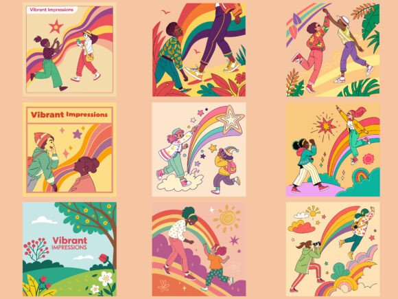 Download Vibrant Impressions Vector Set Design AI - Design Collection