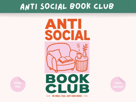Download Anti Social Book Club Design, Book Lover - Design Collection